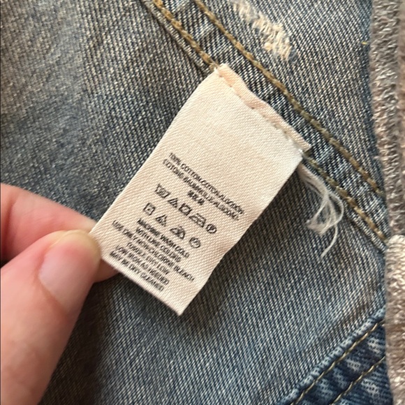 Free People Denim Jacket with Grey sleeves/Hood size M - Picture 3 of 3